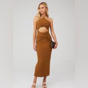 Significant Other Hallie Cutout Halter Midi Dress Toffee Brown Size 4 REVOLVE